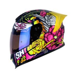 casco moto shaft 502sp flower az.os brillo am.n ir.az integral