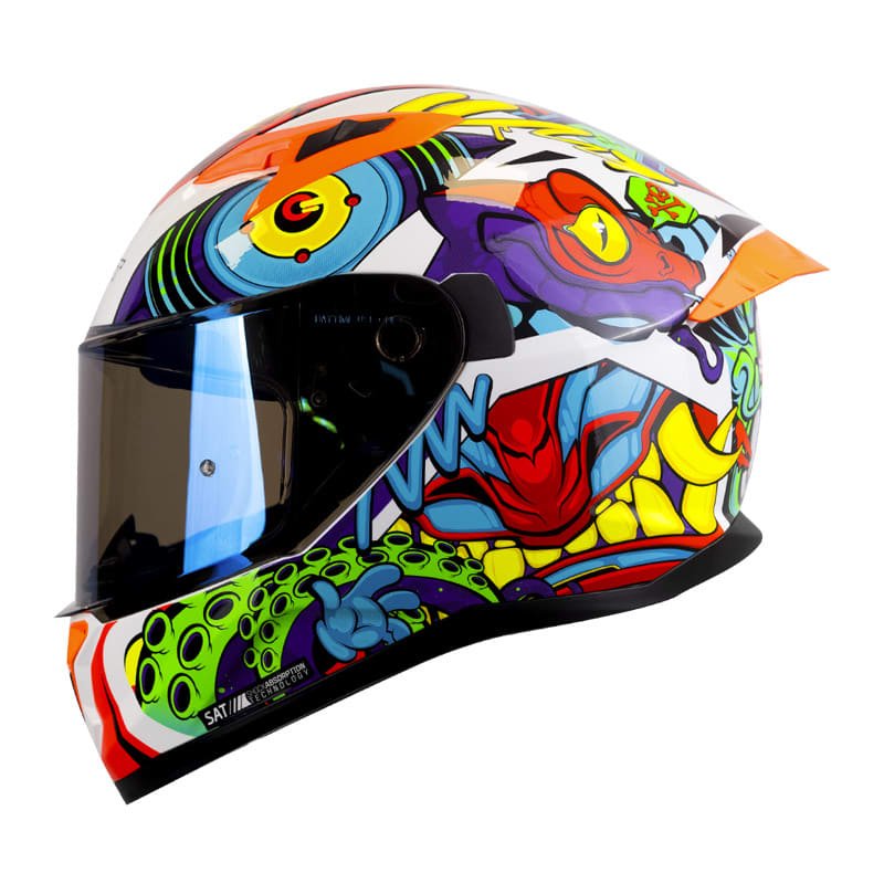 Casco moto shaft 522 sp comic monster bl brillo nj.n integral