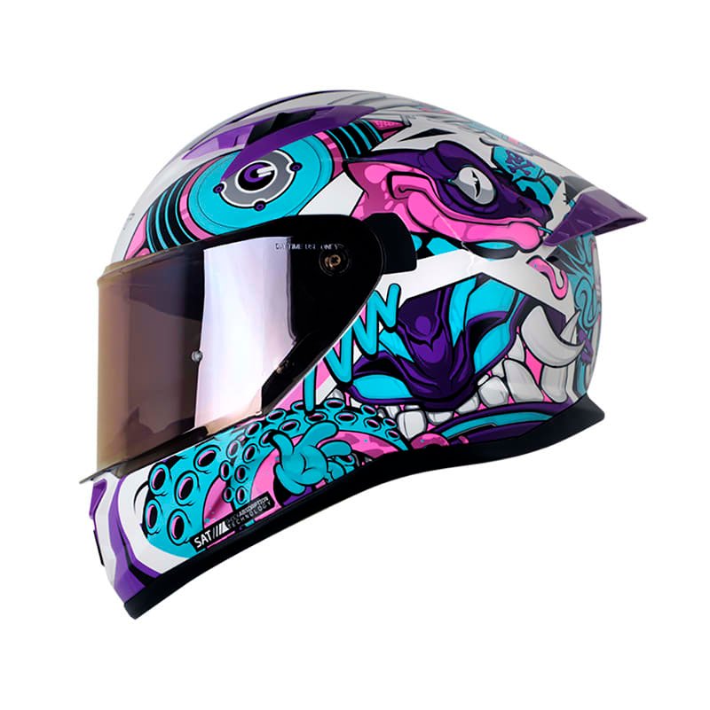 Casco moto shaft 522 sp comic monster bl brillo mr integral