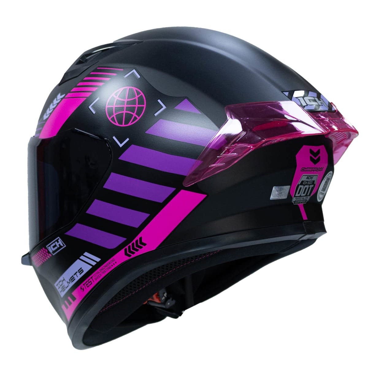 Casco moto ich 503 cyberpunk fc sm integral certificación dot qr