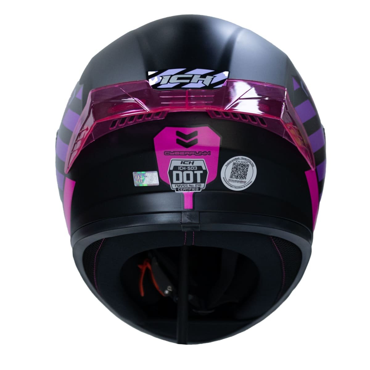 Casco moto ich 503 cyberpunk fc sm integral certificación dot qr