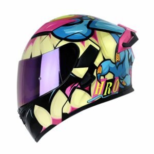 Casco Moto Hro 3400dv bad bunny rosa brillo Abatible Sun Visor Certificación Dot