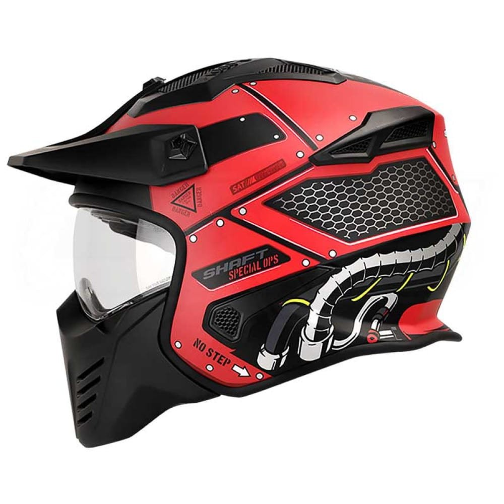 Casco moto shaft 225 pilot undercover rj tr abierto con mascara removible