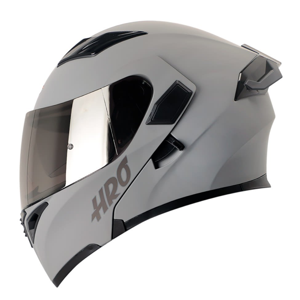 Casco Moto Hro 3400dv solid gris mate sl Abatible Sun Visor Certificación Dot