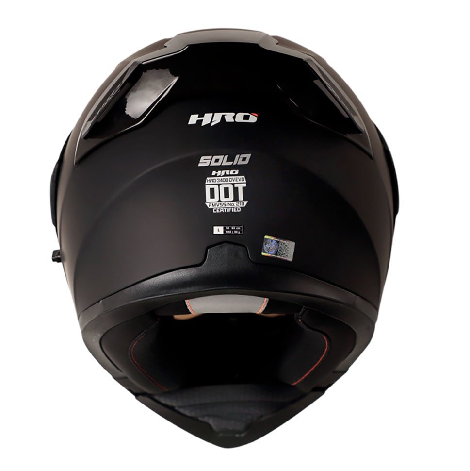 Casco Moto Hro 3400dv solid negro mate az Abatible Sun Visor Certificación Dot - Imagen 3