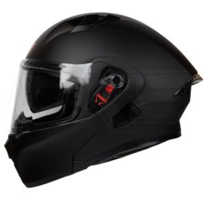 Casco moto ich 3120 solid negro opaco abatible con sun visor certificación dot