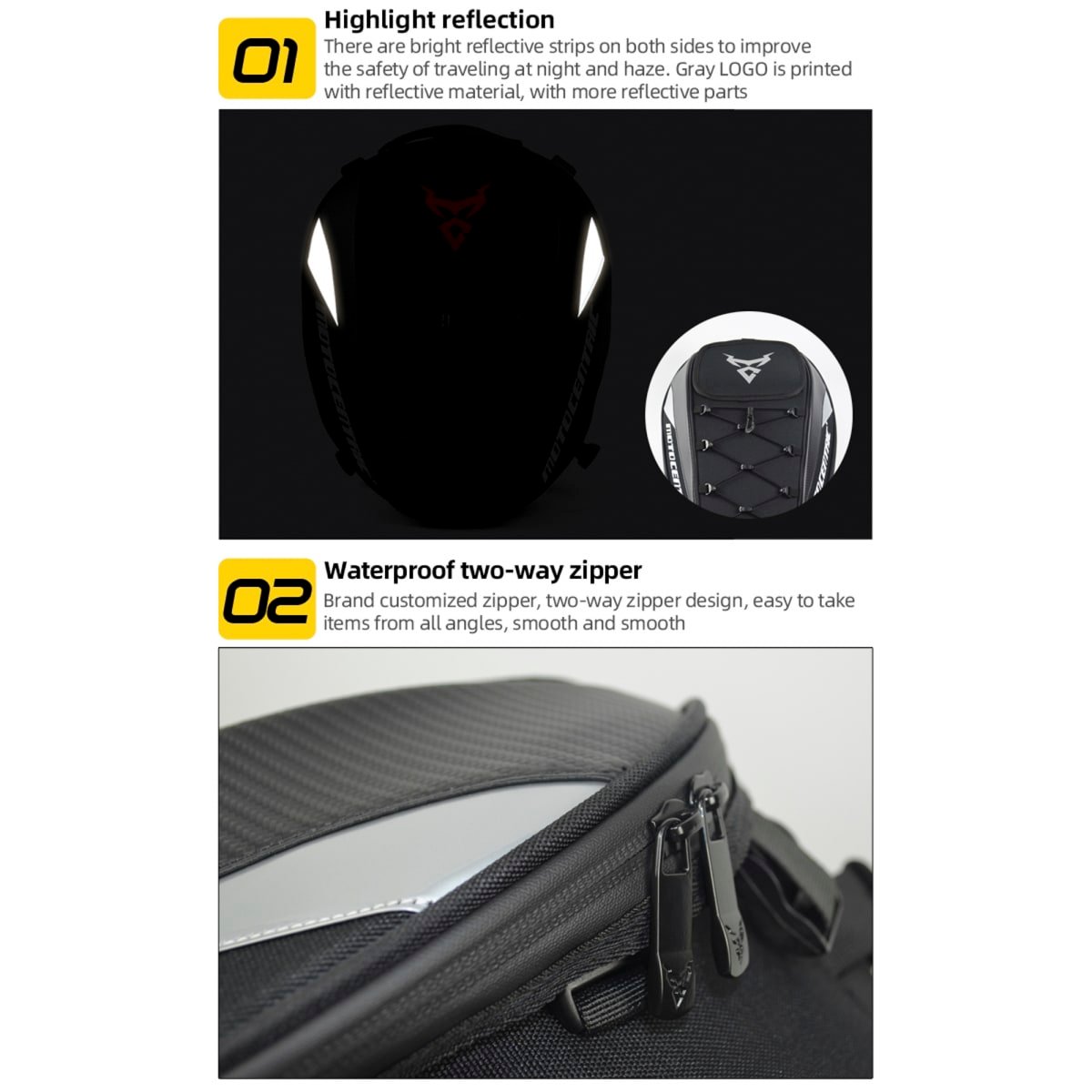 Bolso de cola para moto motocentric expandilbe de 15 a 25 litros 11-mc-0102 - Imagen 9