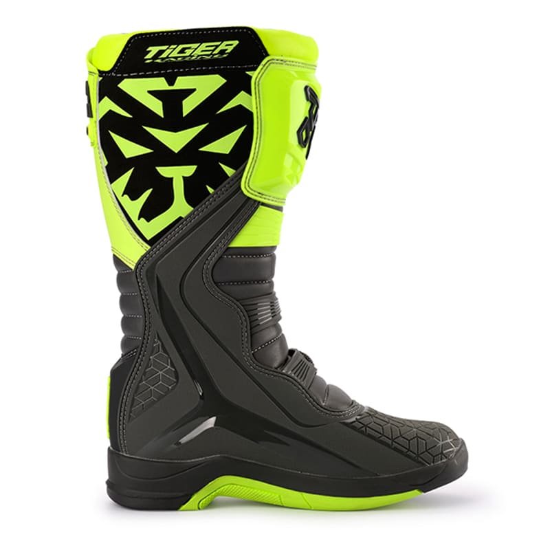 Botas para moto tiger racing t2 negro amarillo fluor motocross enduro - Imagen 4