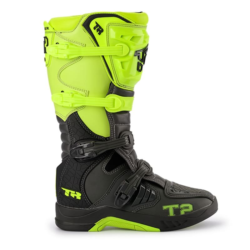 Botas para moto tiger racing t2 negro amarillo fluor motocross enduro - Imagen 5