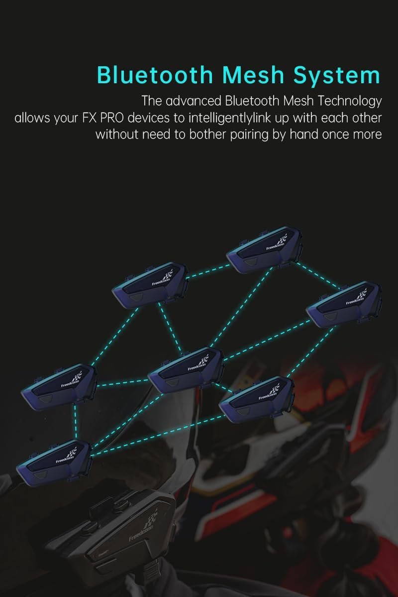 Manos libres freedconn FX pro para casco moto IP67 intercomunicador mesh 6 vías - Imagen 10