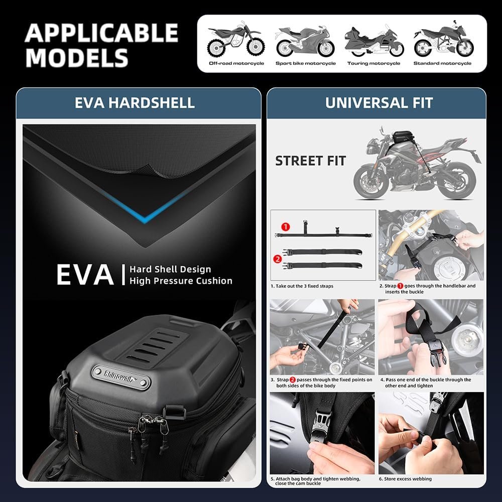 Bolso estanque para moto rhinowalk mtr3001 expandible 15 a 18 litros - Imagen 5