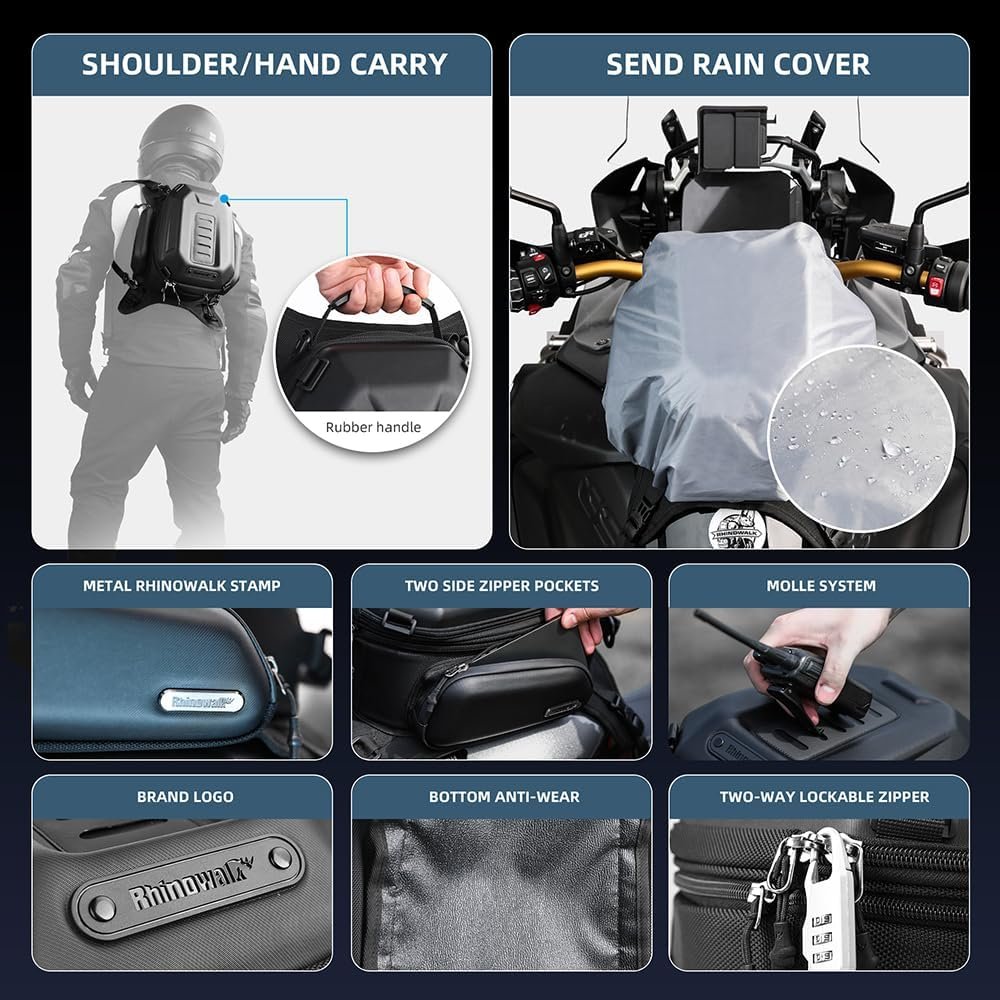 Bolso estanque para moto rhinowalk mtr3001 expandible 15 a 18 litros - Imagen 6