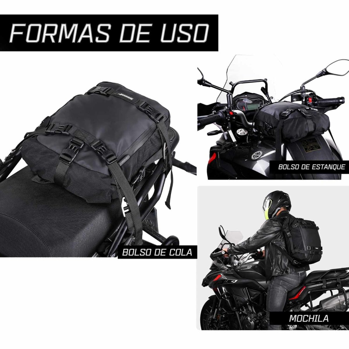 Bolso impermeable para moto rhinowalk mt21630 30 litros multi uso - Imagen 6