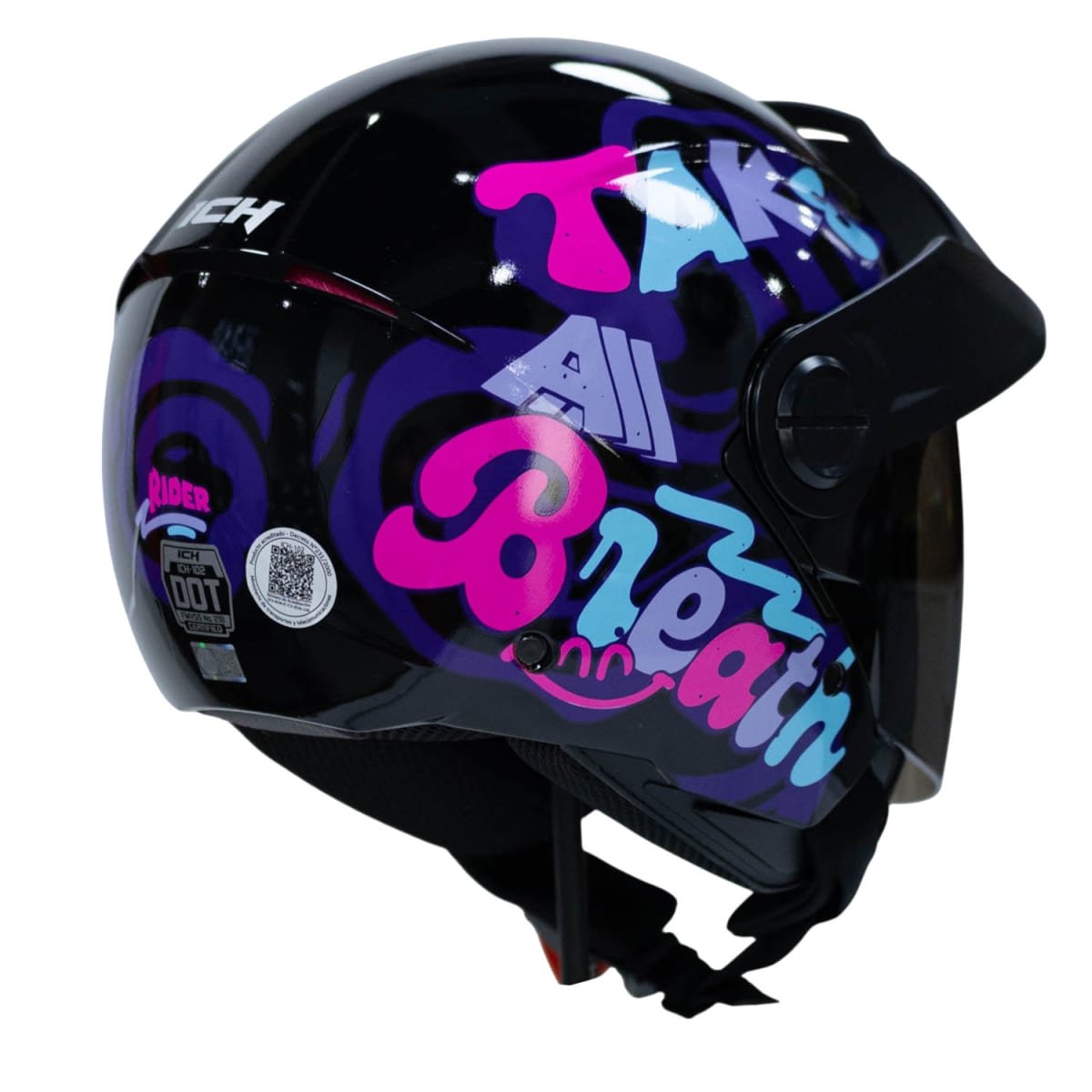 Casco moto ich 102 rider fc sm abierto con viscera urbano - Imagen 4