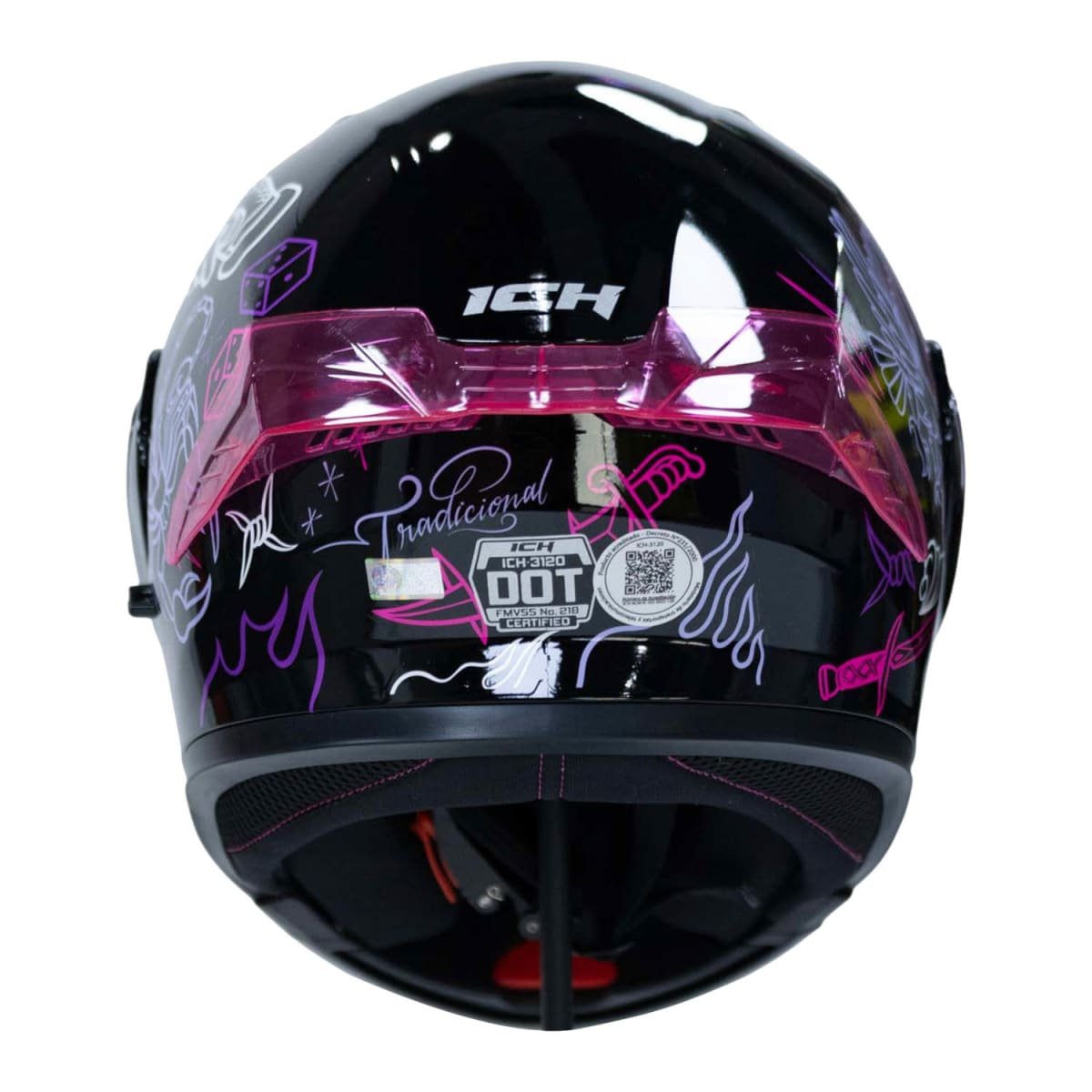 Casco moto ich 3120 tradicional lila sm abatible con sun visor certificación dot 3cv - Imagen 4
