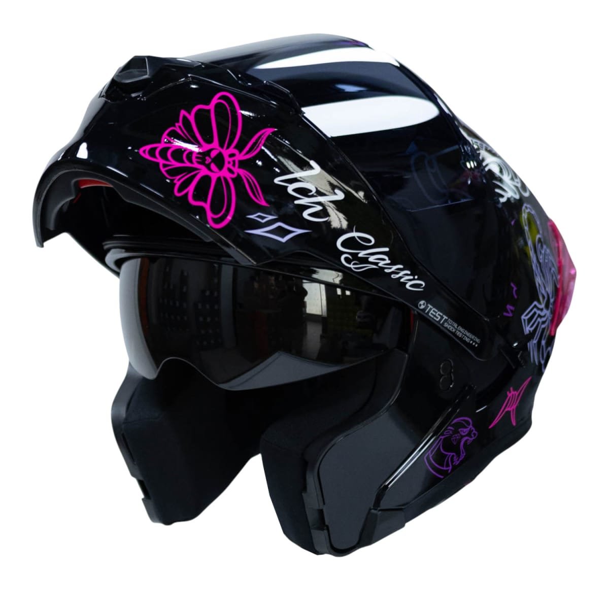 Casco moto ich 3120 tradicional lila sm abatible con sun visor certificación dot 3cv - Imagen 5