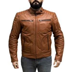 Chaqueta para moto armad gear falcon cuero cafe