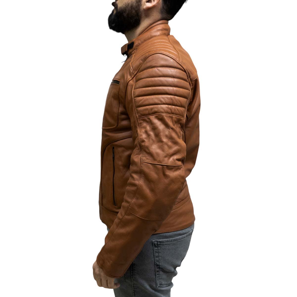 Chaqueta para moto armad gear falcon cuero cafe - Imagen 3