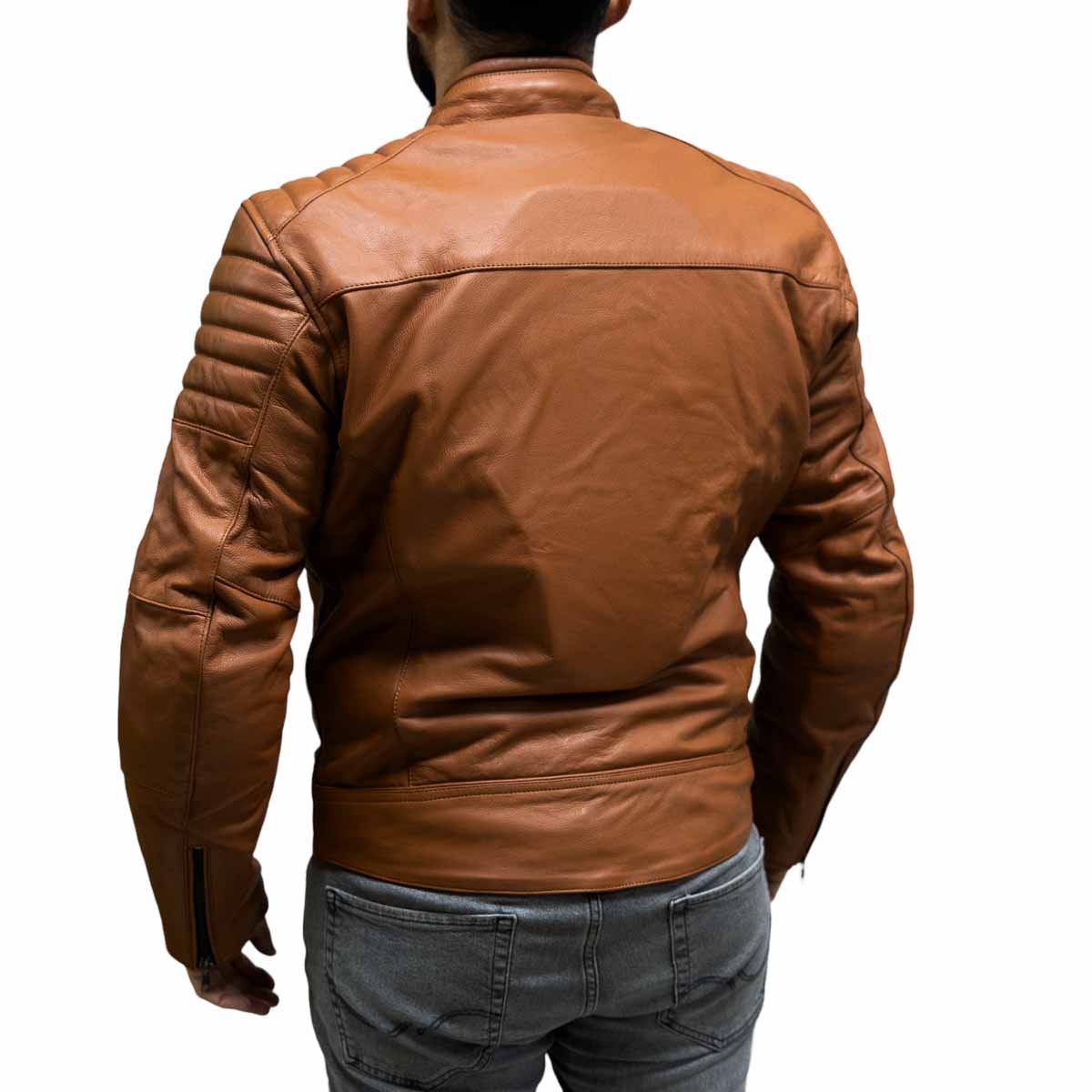 Chaqueta para moto armad gear falcon cuero cafe - Imagen 4