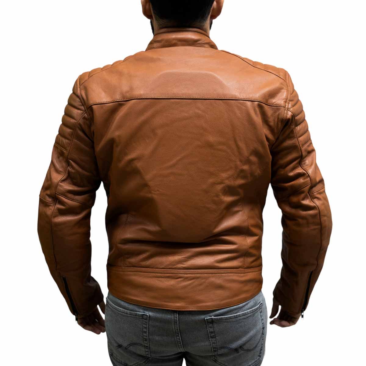 Chaqueta para moto armad gear falcon cuero cafe - Imagen 5