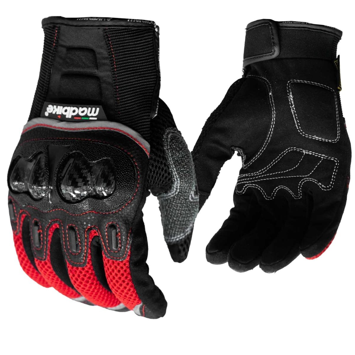GUANTES MOTO MADBIKE MAD03 CON PROTECCIONES ROJO