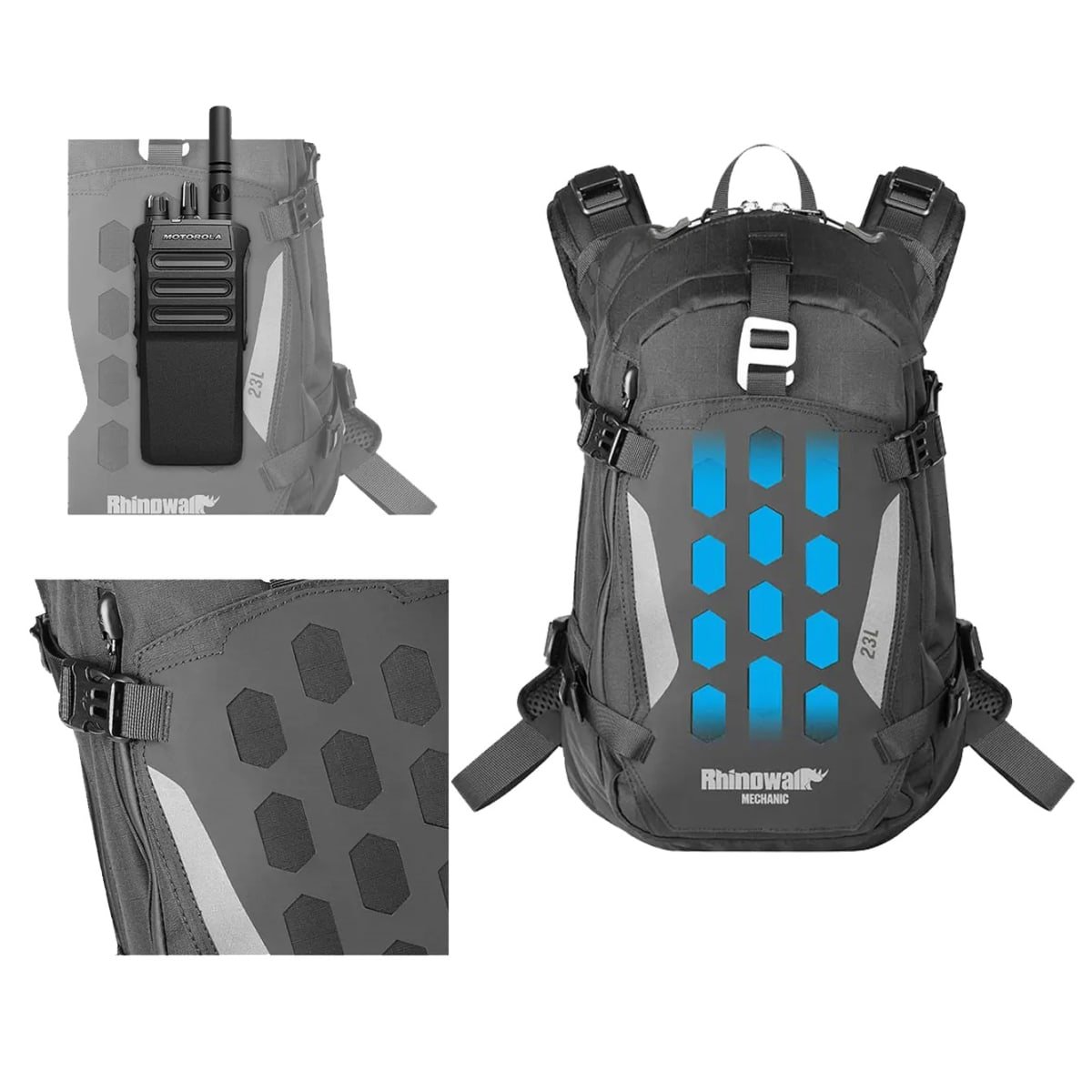 Mochila para moto rhinowalk mjx2005 mechanic 23L - Imagen 9