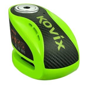 Candado disco para moto kovix knx10 verde fluor con alarma 120db seguro de 10mm con doble lock