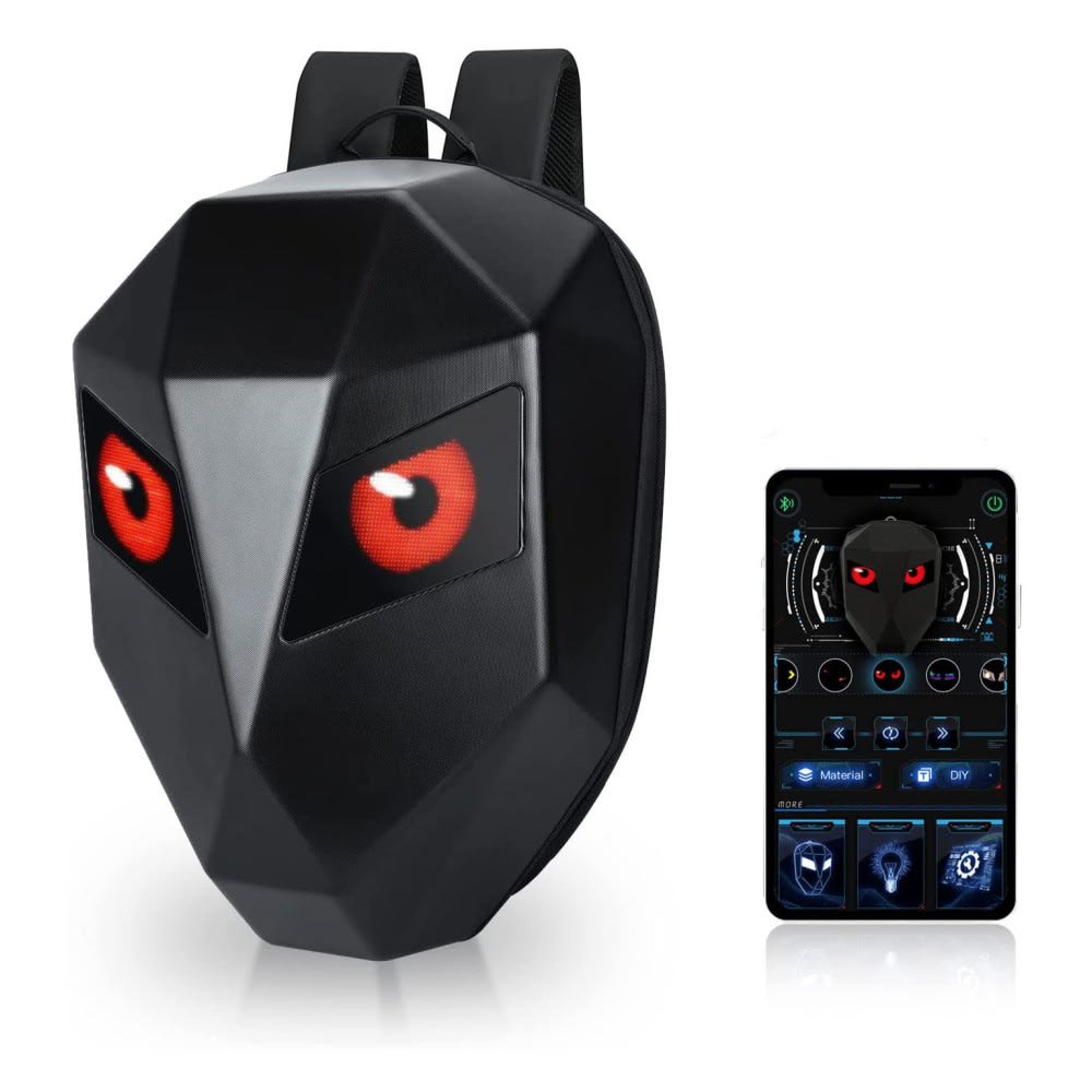 Mochila para moto knigt pantalla led dinámica caparazon rigido