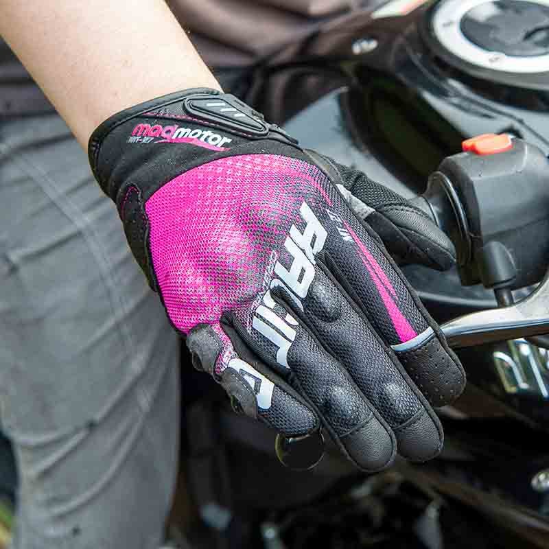 Guantes para moto madmotor mt27 rosa mujer protecciones touch - Imagen 3