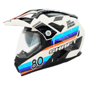 Casco moto Shaft mx-380 multipropósito retro bl az con sun visor norma ecer