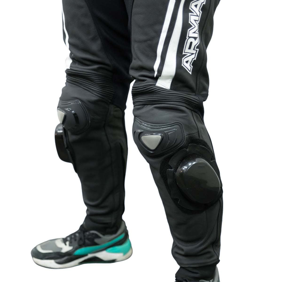 Pantalon moto armad gear steel cuero racing con sliders - Imagen 3