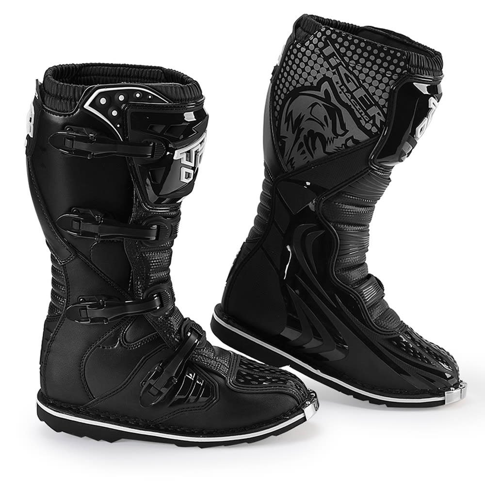 Botas para moto tiger racing tr-E001 negro motocross enduro