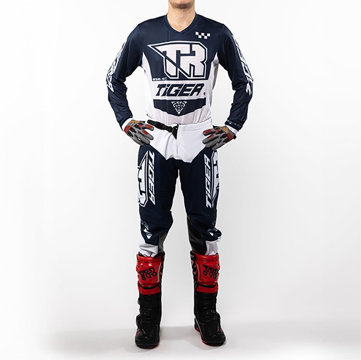 Traje para moto tiger tacing tr 5.5s blancoazul motocross enduro2