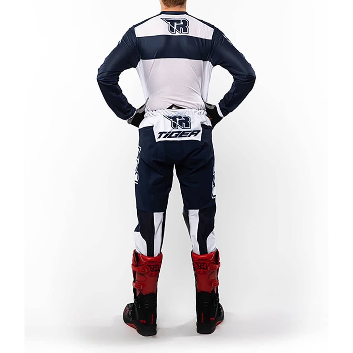 Traje para moto tiger tacing tr 5.5s blanco/azul motocross enduro2 - Imagen 3