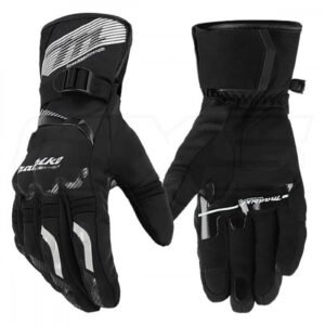 Guantes para moto largos madbike mad65 con protecciones touch invierno negro blanco