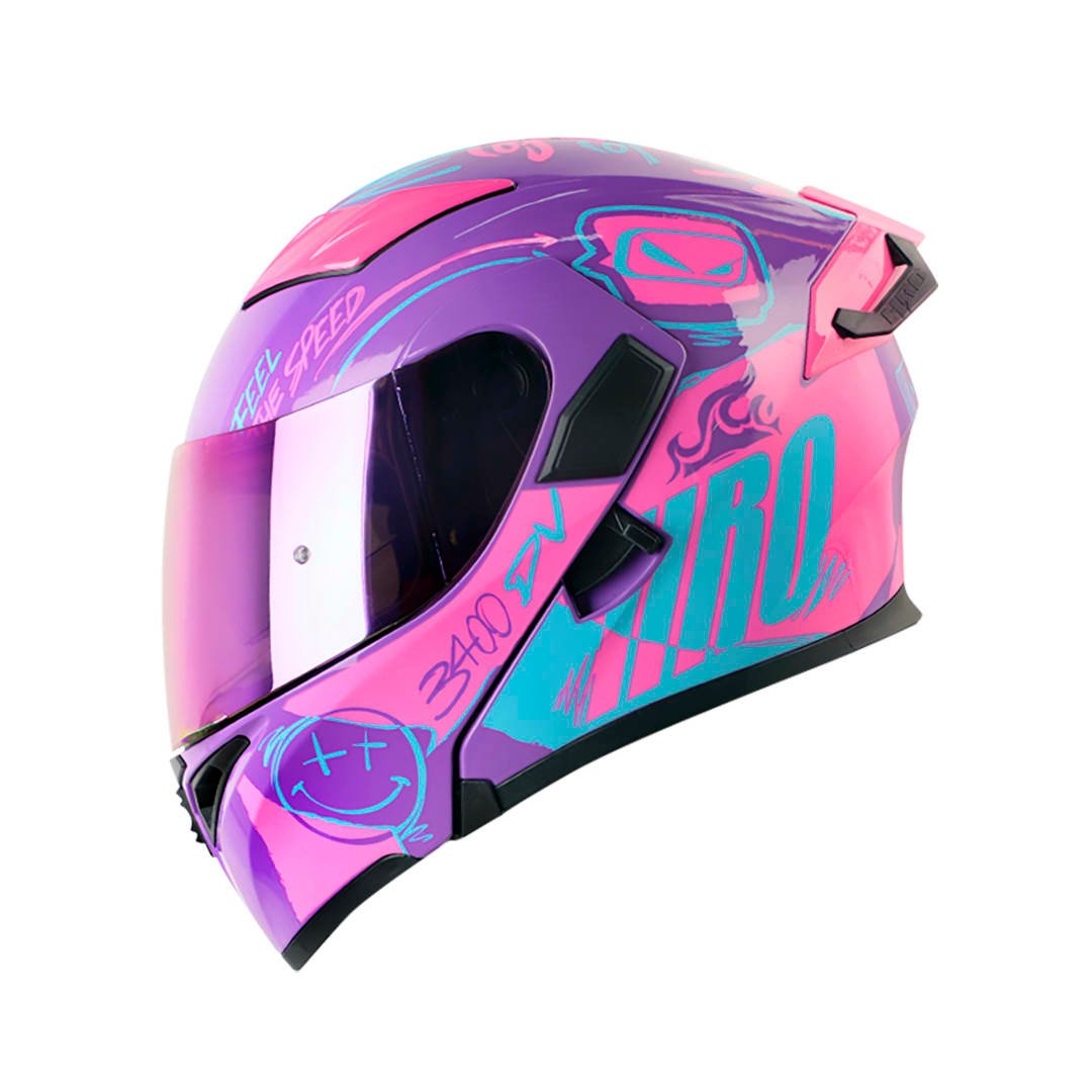 Casco Moto Hro 3400dv razor mr fc Abatible Sun Visor Certificación Dot