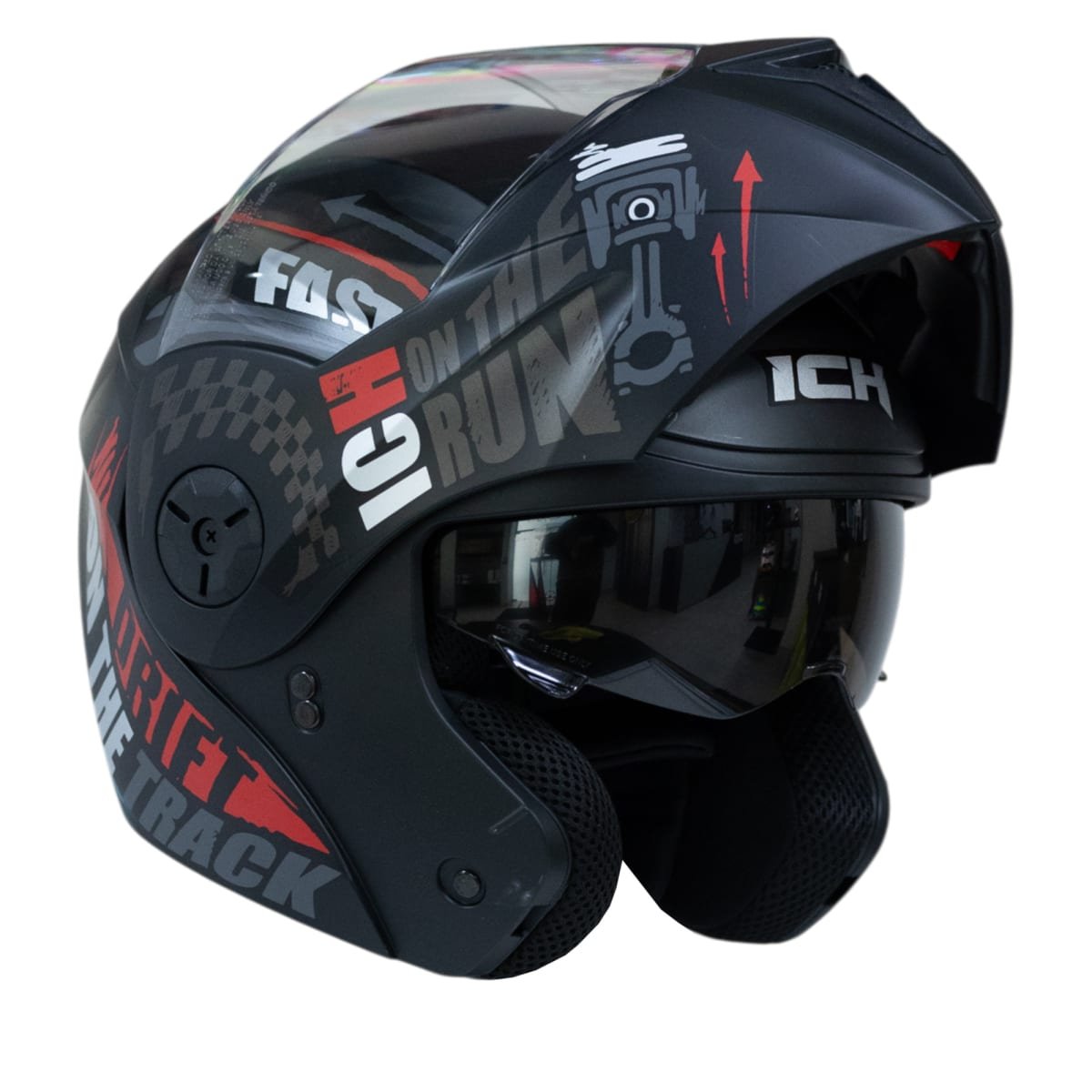 Casco moto ich 3110 speed master rj abatible con sun visor certificación dot 3cv - Imagen 5