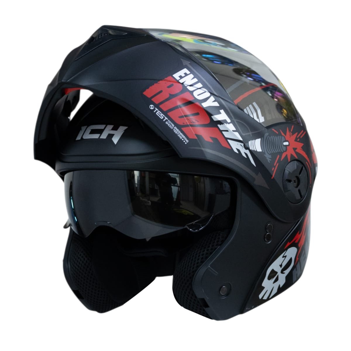 Casco moto ich 3110 speed master rj abatible con sun visor certificación dot 3cv - Imagen 4