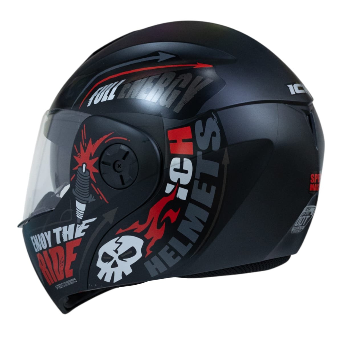 Casco moto ich 3110 speed master rj abatible con sun visor certificación dot 3cv - Imagen 9