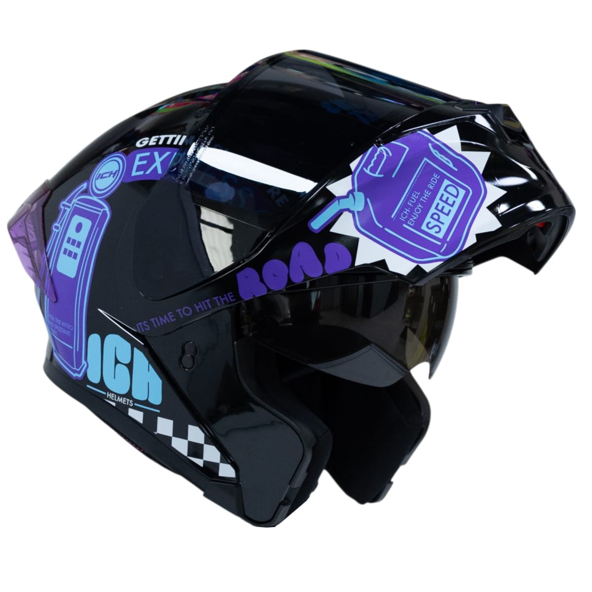 Casco moto ich 3120 fifties brillo mr sm abatible con sun visor certificación dot 3cv - Imagen 3