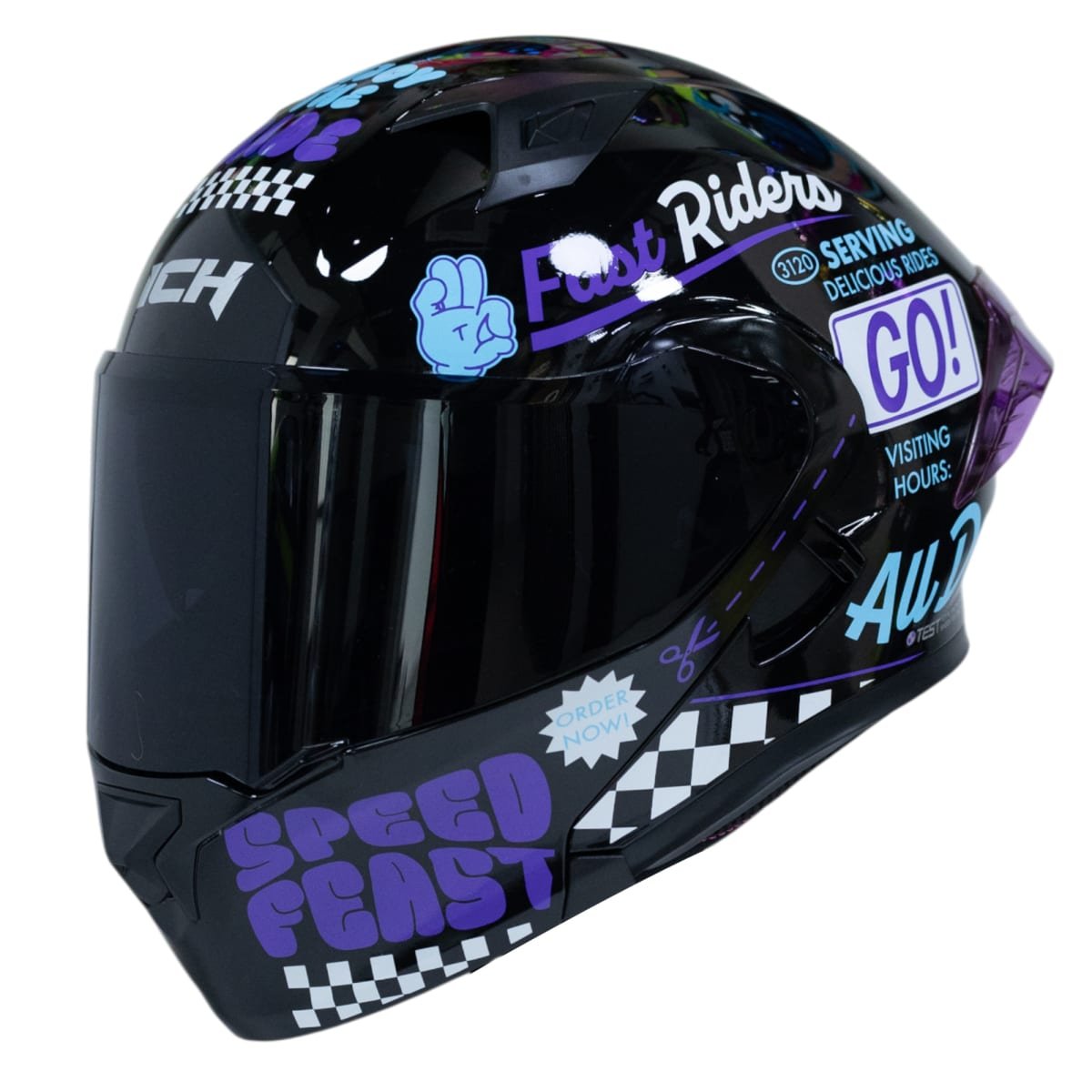 Casco moto ich 3120 fifties brillo mr sm abatible con sun visor certificación dot 3cv - Imagen 5