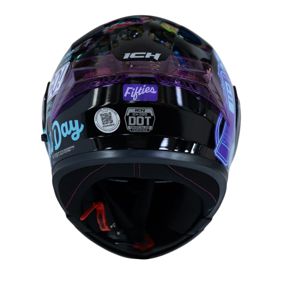 Casco moto ich 3120 fifties brillo mr sm abatible con sun visor certificación dot 3cv - Imagen 8