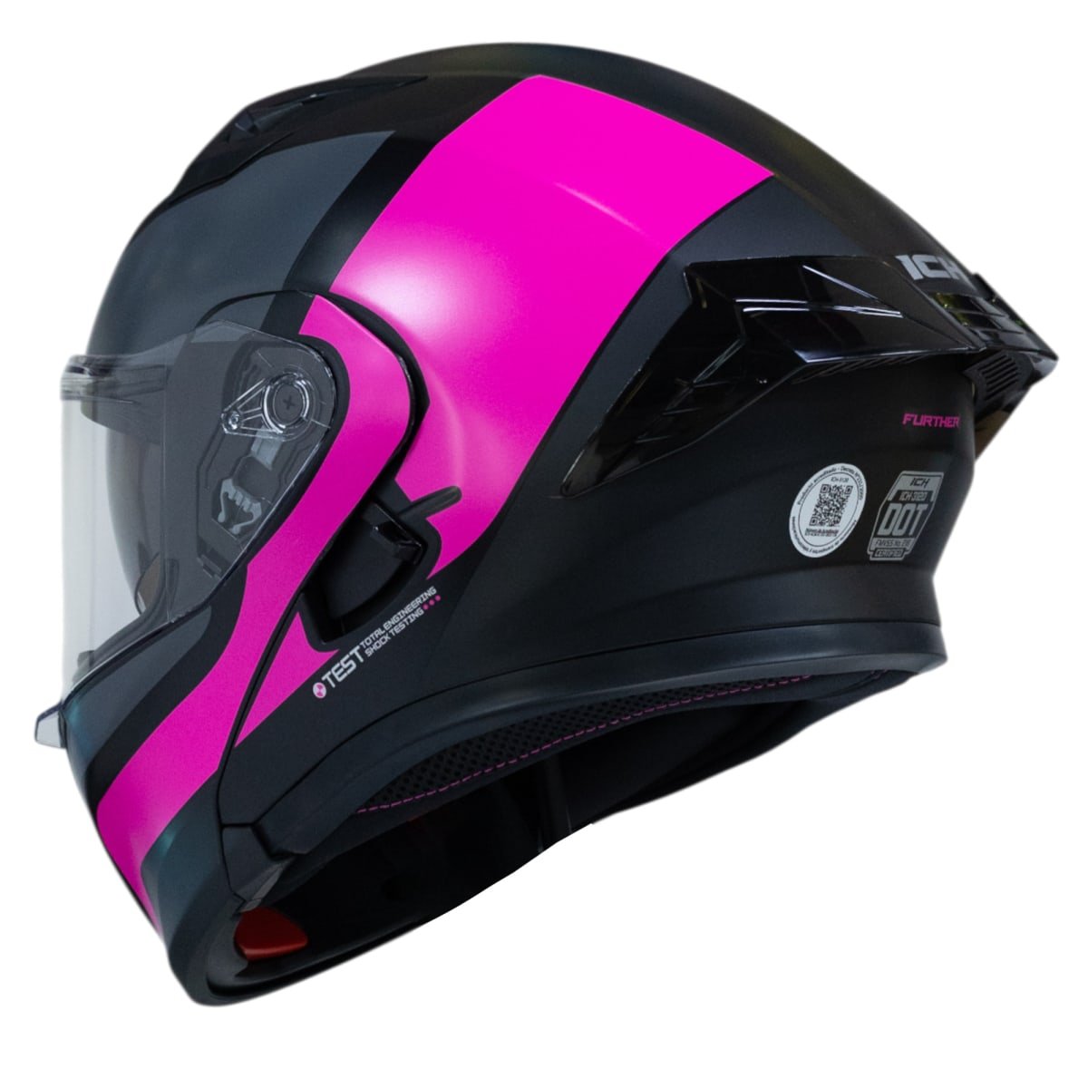 Casco moto ich 3120 further mate fc abatible con sun visor certificación dot 3cv - Imagen 8