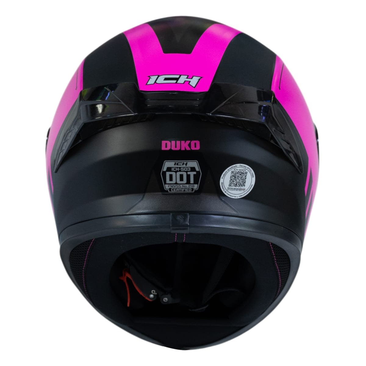 Casco moto ich 503 duko mate fc sm integral certificación dot qr - Imagen 6
