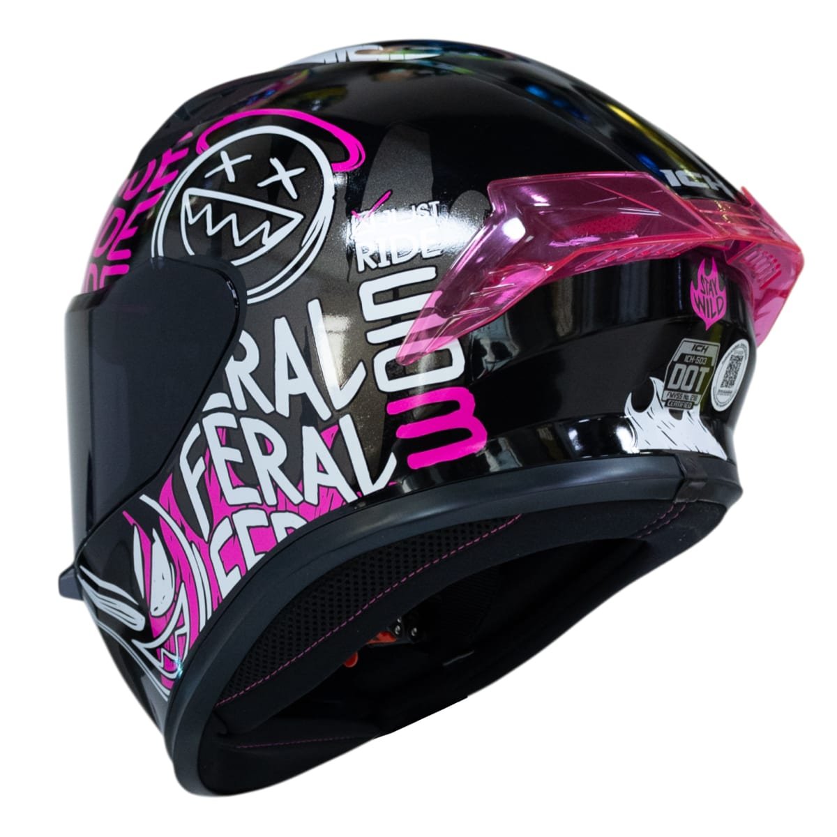 Casco moto ich 503 stay wild brillo fc sm integral certificación dot qr - Imagen 5