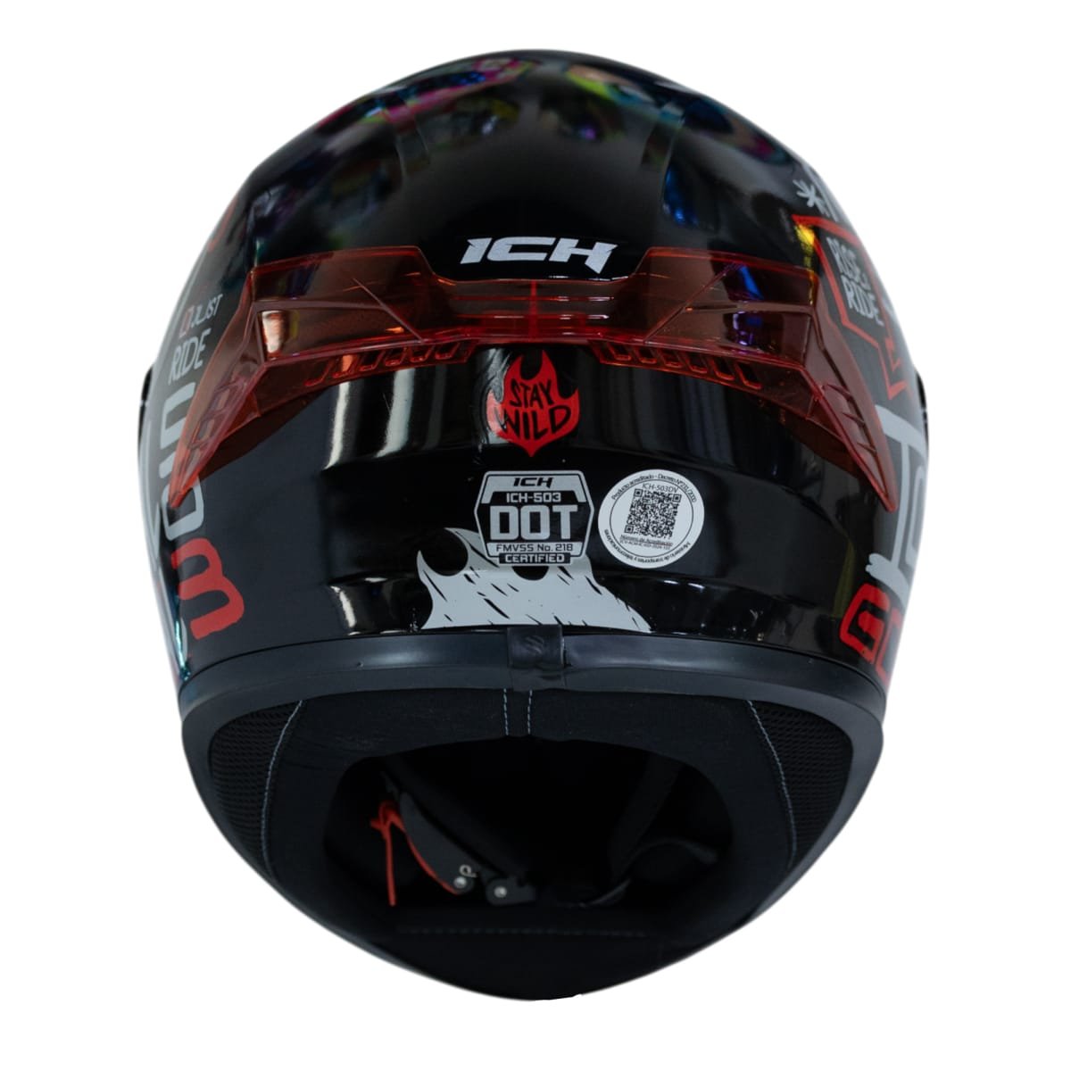 Casco moto ich 503 stay wild brillo rj sm integral certificación dot qr - Imagen 6