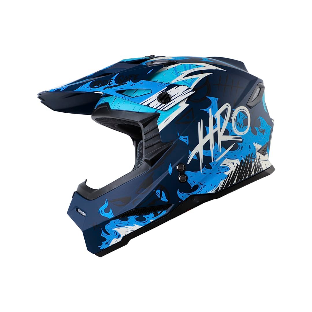 Casco moto hro MX-03 fire grunge az enduro motocross offroad