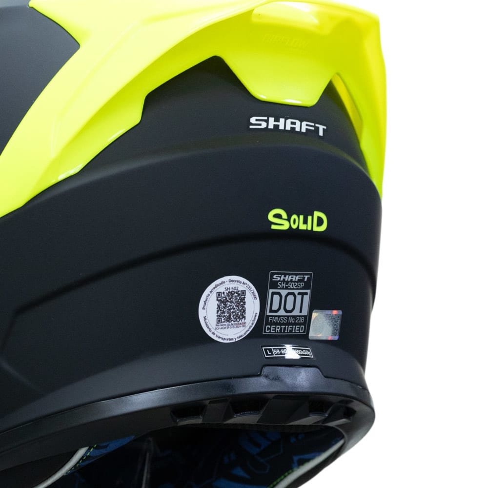 casco moto shaft 502sp solid ng neon yellow integral normal dot acreditado - Imagen 7