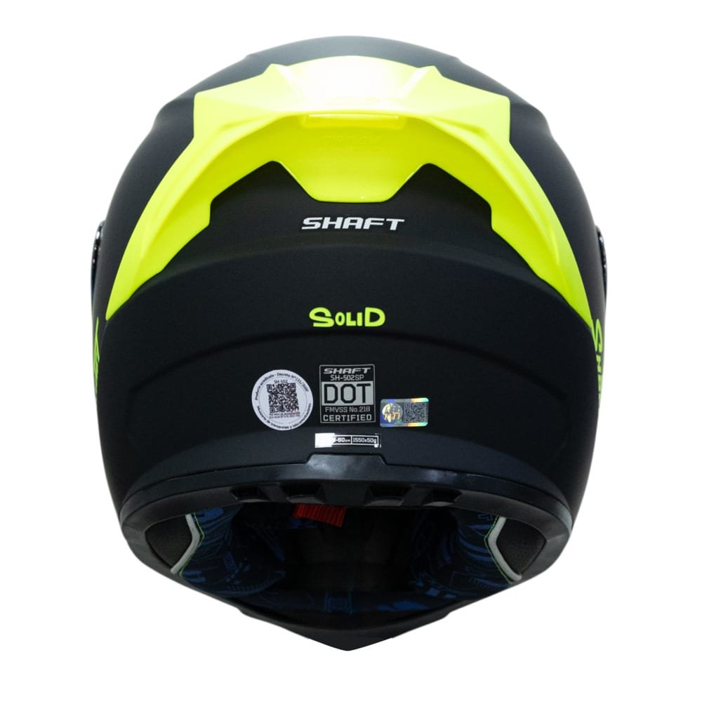 casco moto shaft 502sp solid ng neon yellow integral normal dot acreditado - Imagen 10