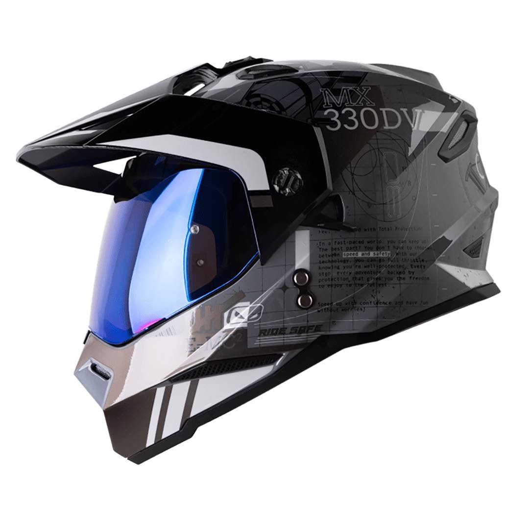 Casco moto hro mx-330dv space race gr.os am.n multiproposito